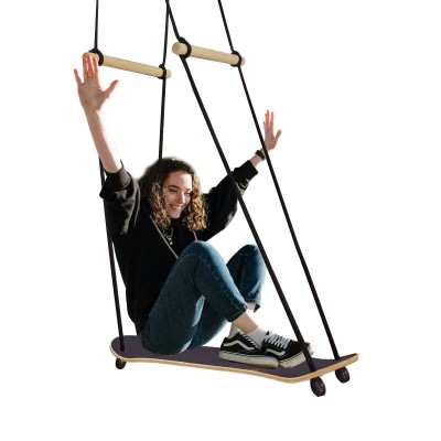 Outdoor Wooden Stand Up Skateboard Swing