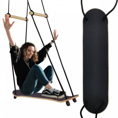 Kids Toys Wooden Garden Outdoor Skateboard Swing With Adjuatable Rope